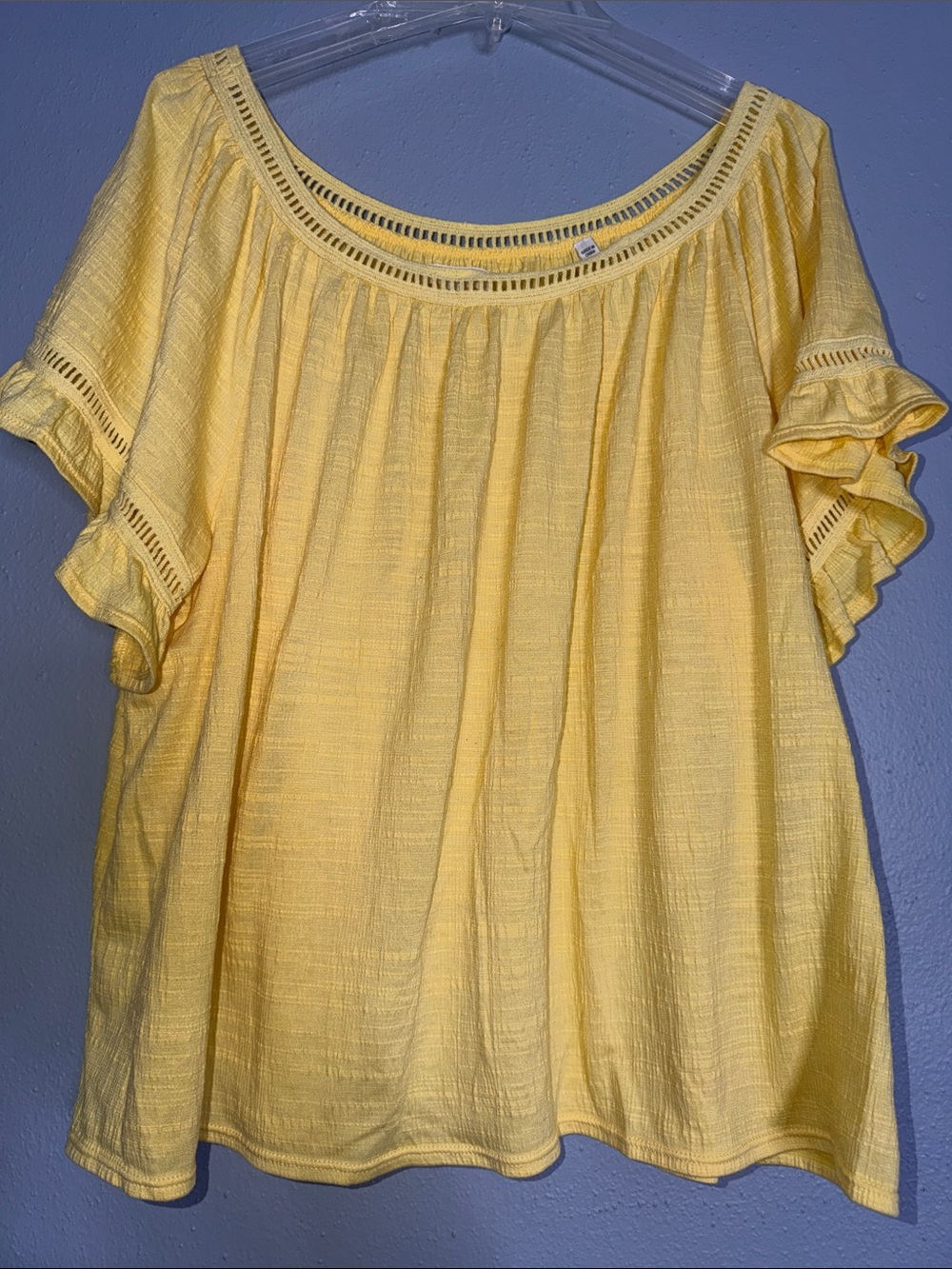 Max Studio Light Yellow Ruffled Peasant Blouse